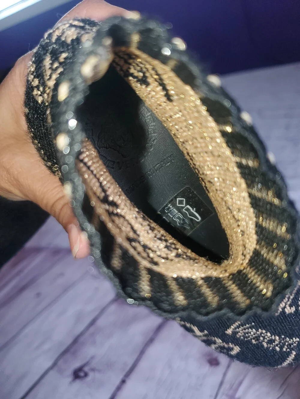 Versace Toddler Sneakers Shoes Sz 26 Sock-fit Knit Slip-on Ankle Black & Golden